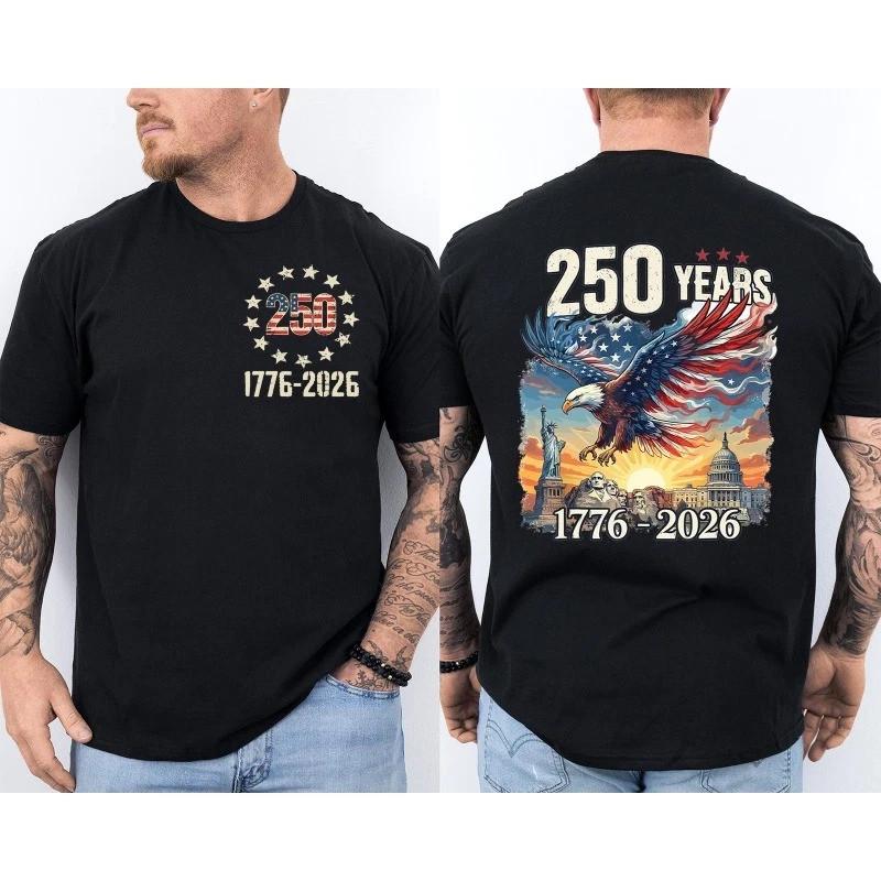250 Years Old Birthday Bald Eagle 250th Anniversary USA T-Shirt Youth & Adult S