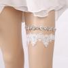 2 PCS Wedding League Bride Wedding League Bridal Lace for Bride White Gifts Belts Leg Garters Dress with Diamonds
