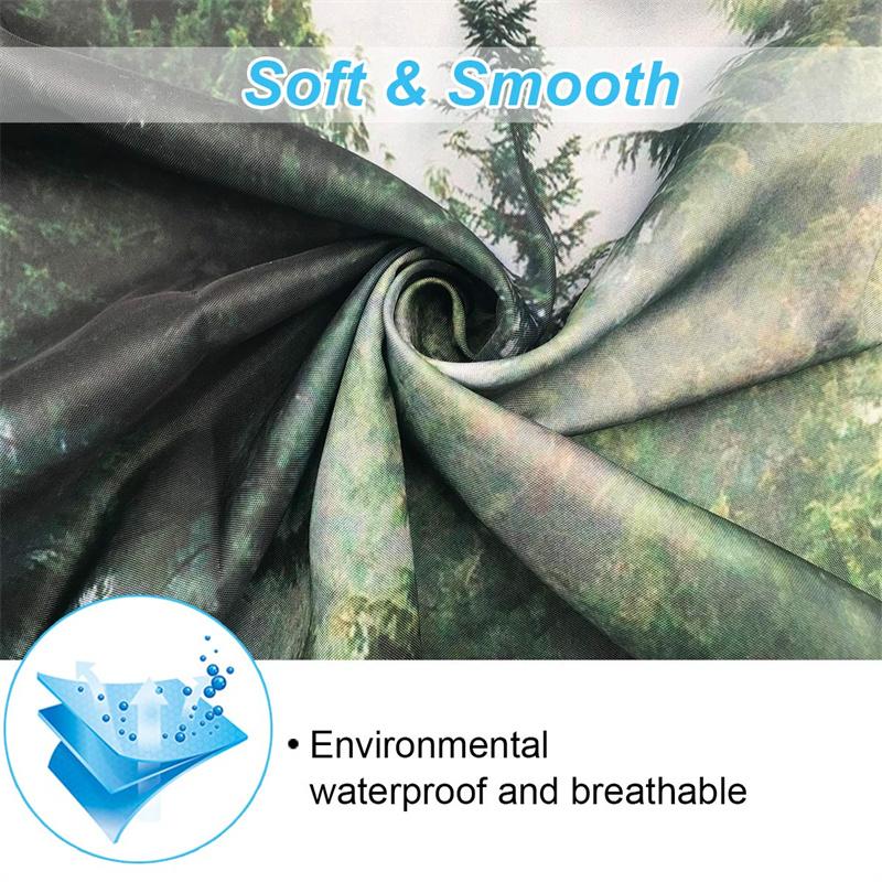 Forest Green Shower Curtain With Hooks, Extra Long, Mold And Mildew Resistant, Bath Liner, Tree Print