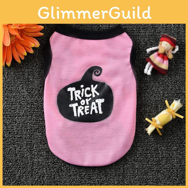 Halloween Themed Pet Dog Cotton Vest Shirt With Skull Print For Cats And Dogs