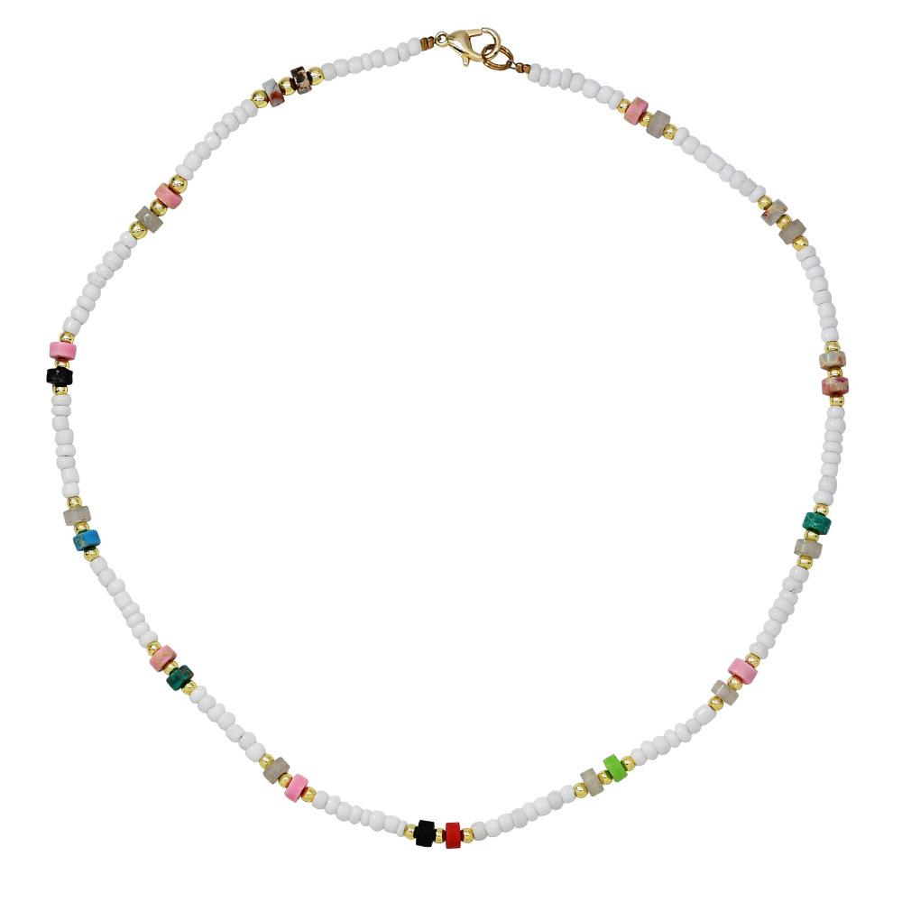 Handmade Beaded Necklace Versatile Women's Colorful Agate Multiple Layered Collar Chains