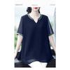 Short-sleeved Shirt for Women Summer New Plus Size Women's High-end Ethnic Style Chiffon Shirt Top