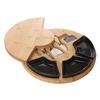 Bamboo Cheese Board Platter and Knife Set Serving Tray for Wine Server black