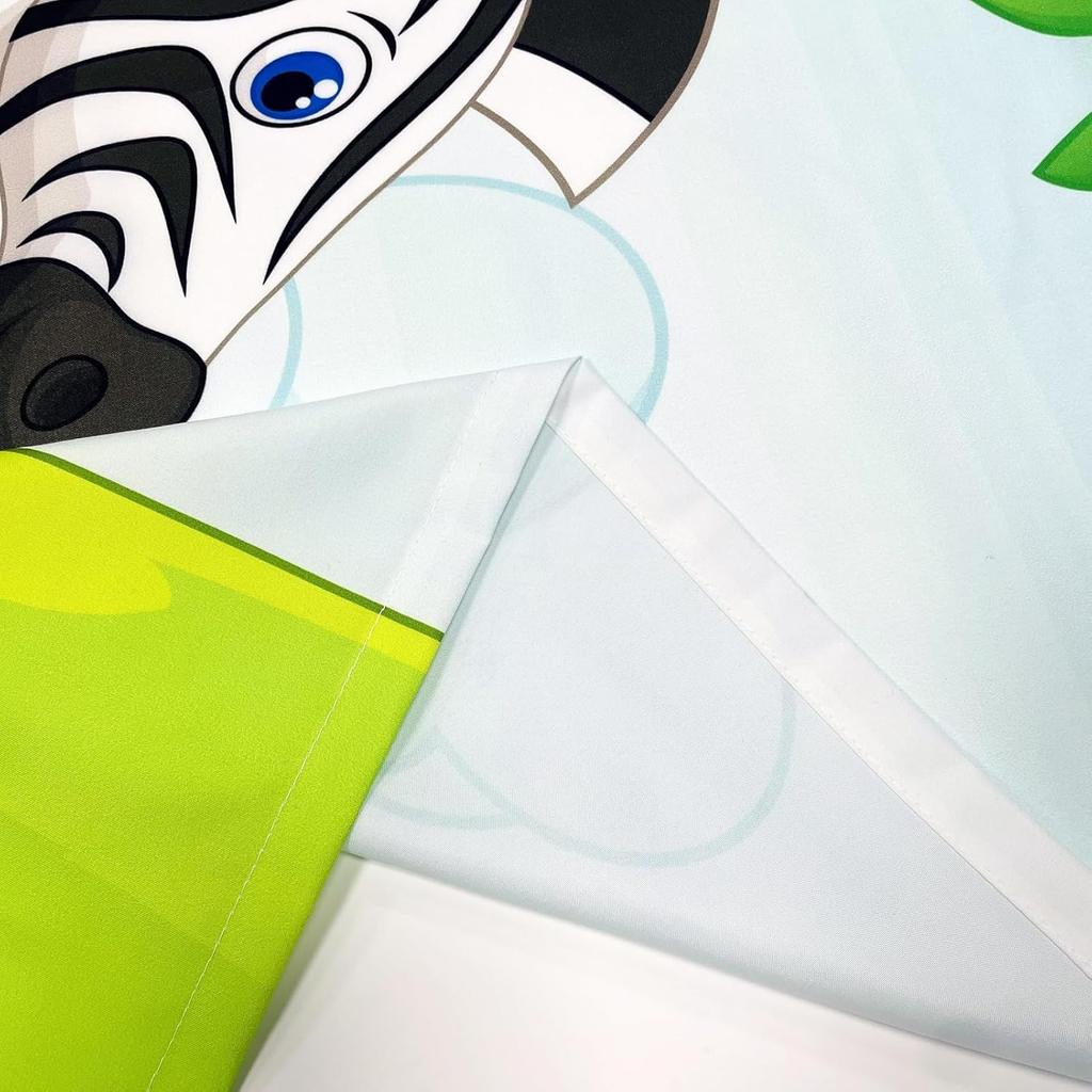 Rod Pocket Kids Animal Jungle Safari Wildlife Elephant Giraffe Lion Print Pattern Privacy Fabric Window Drapes For Boys Bedroom