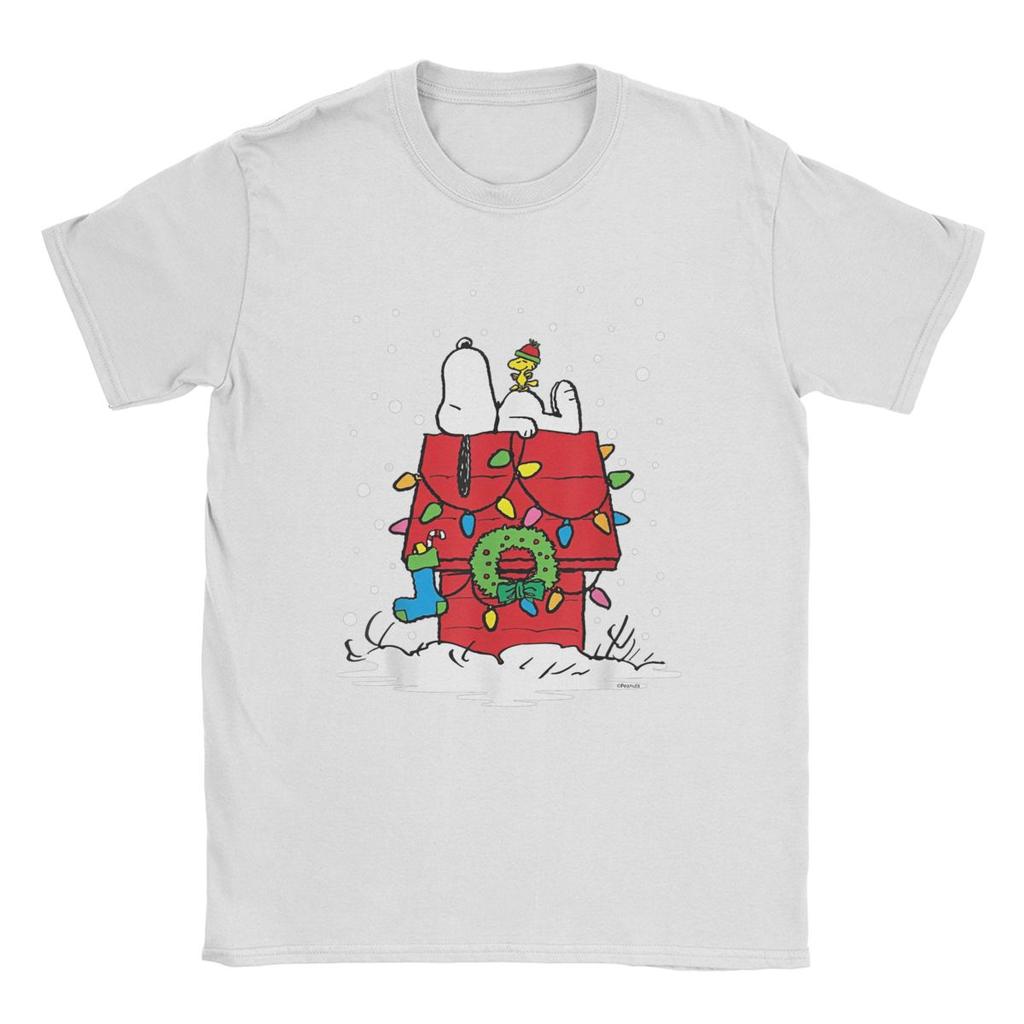 Peanuts Merry Chrismas Snoopy Woodstock TShirt Hipster Men Women Crew Neck Cotton T Shirt Short Sleeve Tees Gift Merchandise