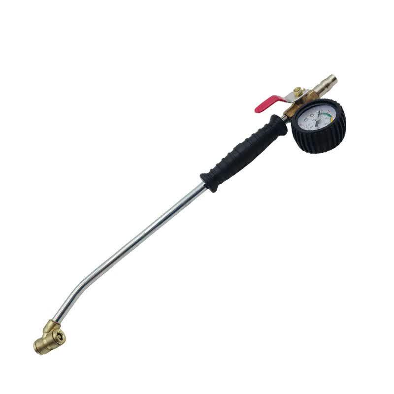 Lükūn Dual-Head Tire Inflator Rod with Pressure Gauge