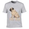 Rustic Woodgrain Pug Dad Portrait Loose Vintage Distressed Washed Casual Tee