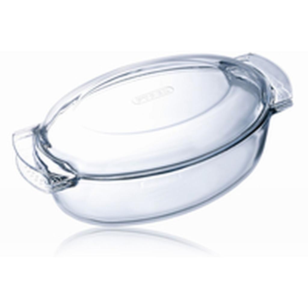 Pyrex 460a000 Auflaufform Oval 5,8L Glas mit Deckel Transparent