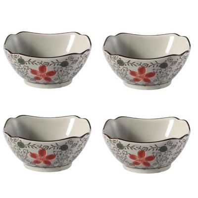 Nishida Square Small Bowl Set of Stylish Japanese Floral Perfect for Small Appetizers and Hors Japanese Style 4, Tableware, 300ml, Pattern, D'oeuvres,