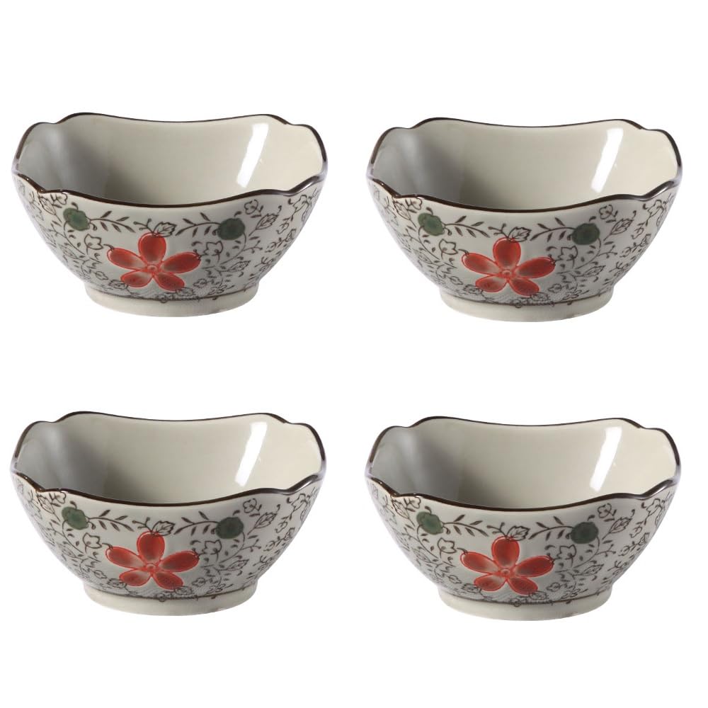 

Nishida Square Small Bowl Set of Stylish Japanese Floral Perfect for Small Appetizers and Hors Japanese Style 4, Tableware, 300ml, Pattern, d oeuvres,
