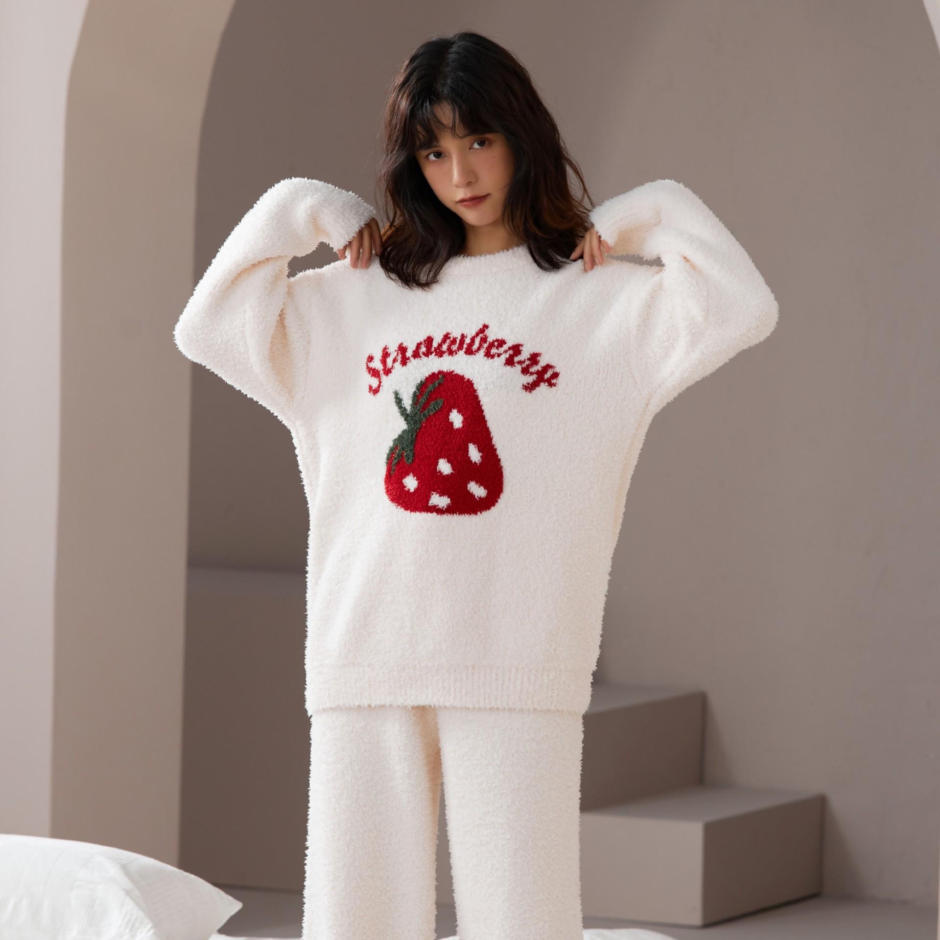 

Пижама для девочек Sweet Clubberry, полуфланелевая пижама из 2 предметов, домашняя одежда, осенне-зимняя утепленная ночная рубашка, повседневная домашняя одежда One Size белый