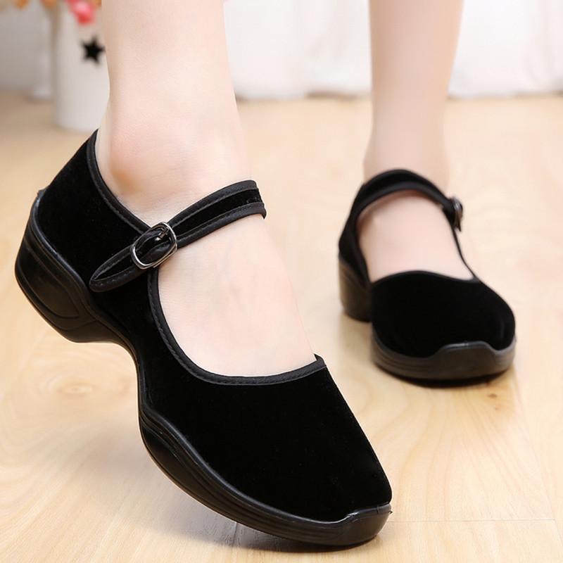 Cloth Shoes Super InspireCloud Shoes Pure Black Square Dance Shoes Mom Shoes