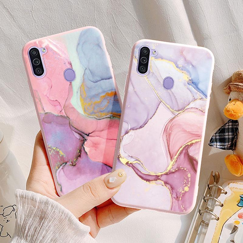 Marble Pattern Phone Case For Samsung Galaxy A11 A 11 M11 Protective Cover Case Pink Silicone Soft Funda For Samsung M14 M15 M23