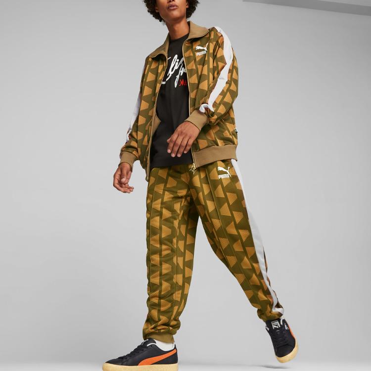 Puma The Neverworn II T7 Embroidered Logo Print Loose Cuff Knit Track Pants Men Bottoms Brown 621844-93