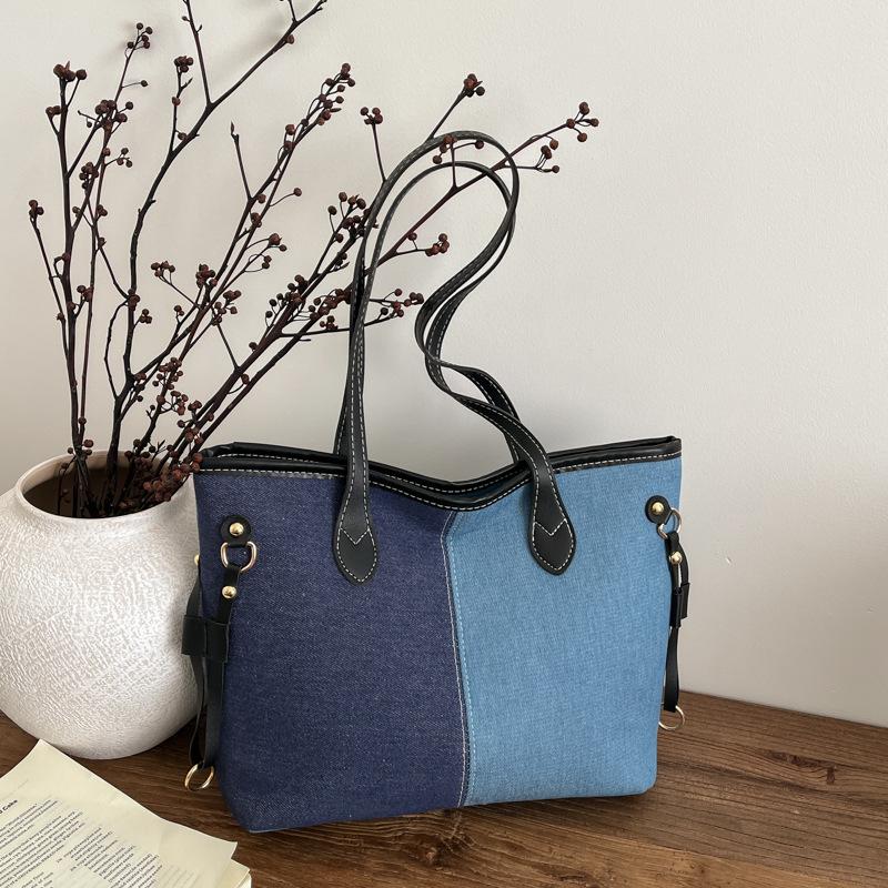 

Niche design denim tote bag women s 2 winter new fashion simple commuter shoulder bag