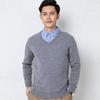 Men's Autumn Winter Knit Sweater V Neck Pullover Undershirt Casual Business Loose Fashion Solid Long Sleeve