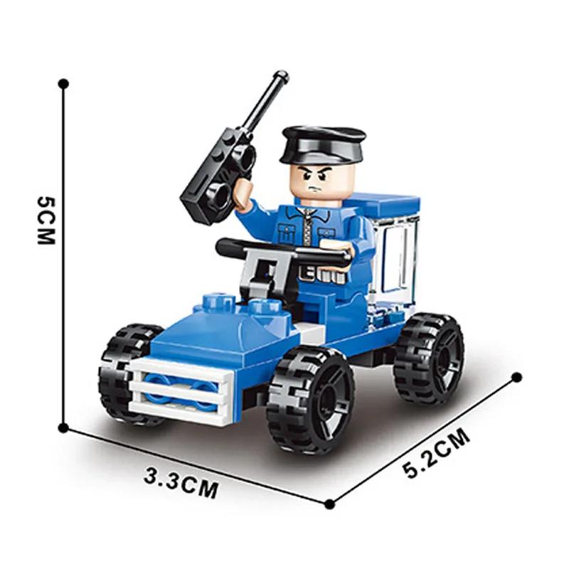 City Patrol Police Motorcycle Car Pursuit Prisoners Model Building Blocks Enlighten Action Figure Toys For Children