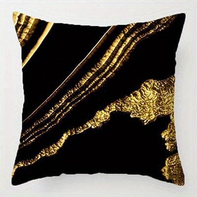 Home Decor Black & Gold Geometric Pattern Pillow Covers Pattern Cushion Cover Suitable For Sofa Bedroom Car Pillow Cover