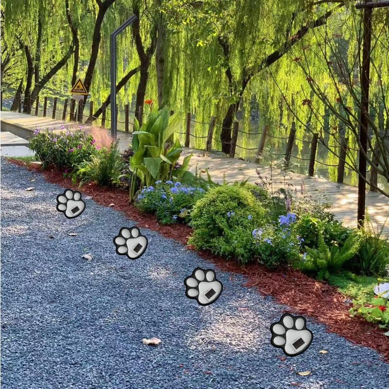 Outdoor LED Solar Paw Print Lights Waterproof Dog Cat Animal Path Lamp for Garden Patio Lawn Camping Home Decor
