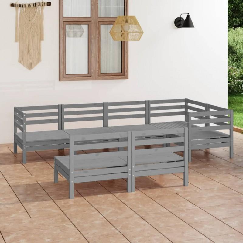 Day and Night - Day and Night Garden Furniture Set 7 Pieces Solid Gray Pine Wood