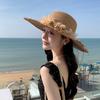 Sweet Breathable Lace Bowknot Straw Hat Adjustable Large Brim Wide Brim Sun Hat Elegant Korean Style Sunshade Cap Girls
