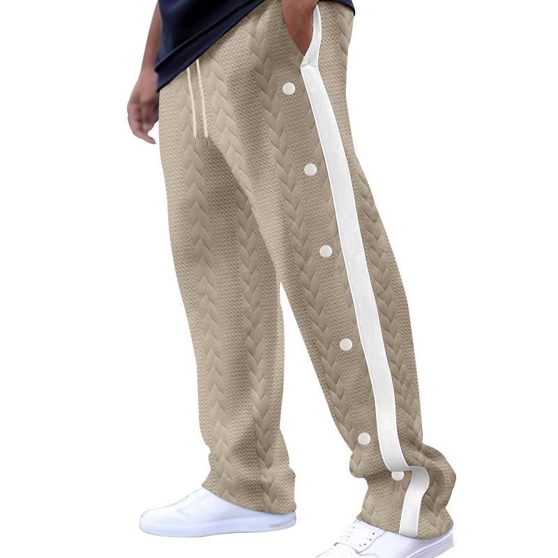 Herbst Neue Herren Jacquard-Hosen mit Struktur Einreiher und Gestreifte Lockere Große Größen Freizeit Hosen Vielseitige Jogginghosen