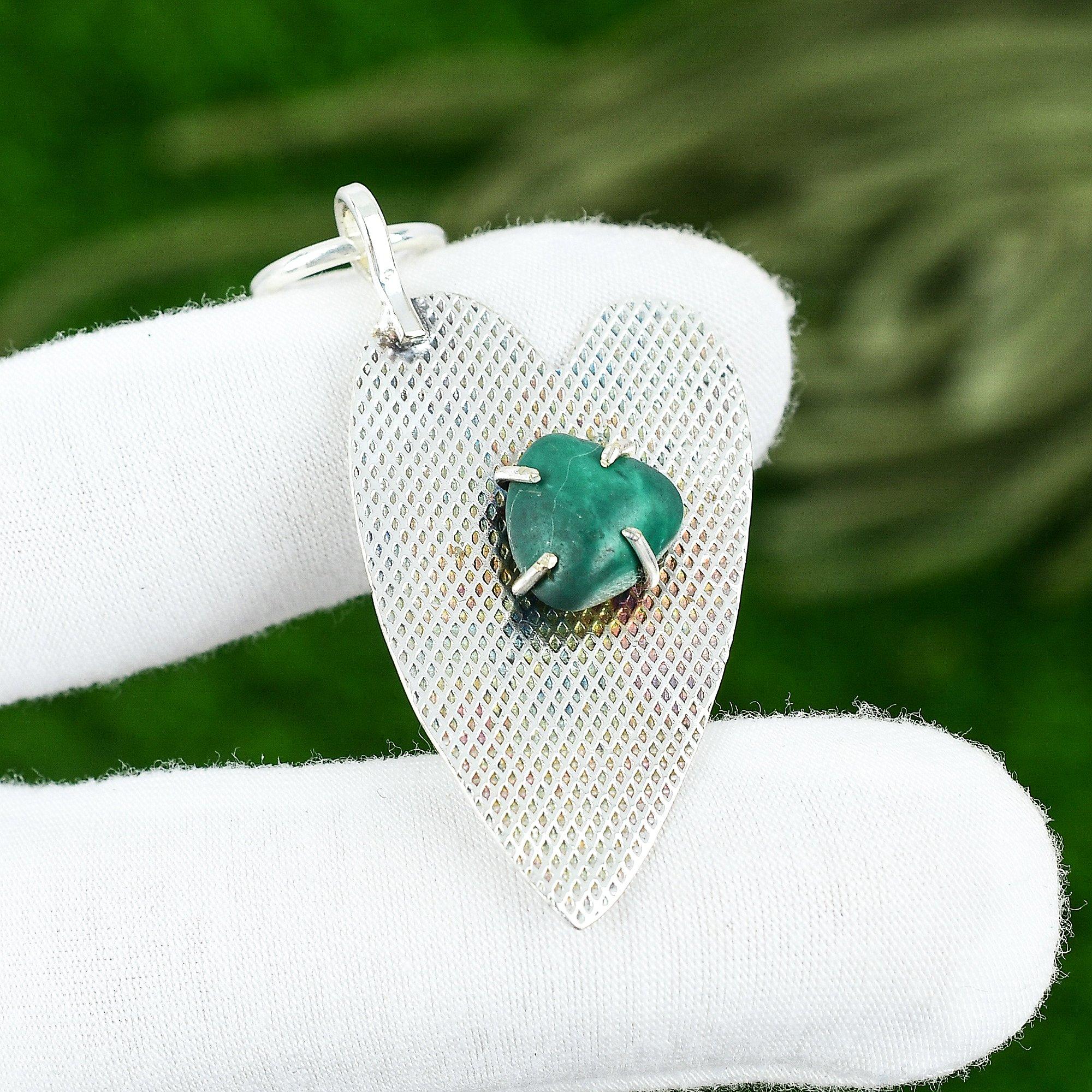 

Пентагон Малахит Необработанный Драгоценный Камень Дочь Помолвочный Кулон Ювелирное Изделие 925 Серебро