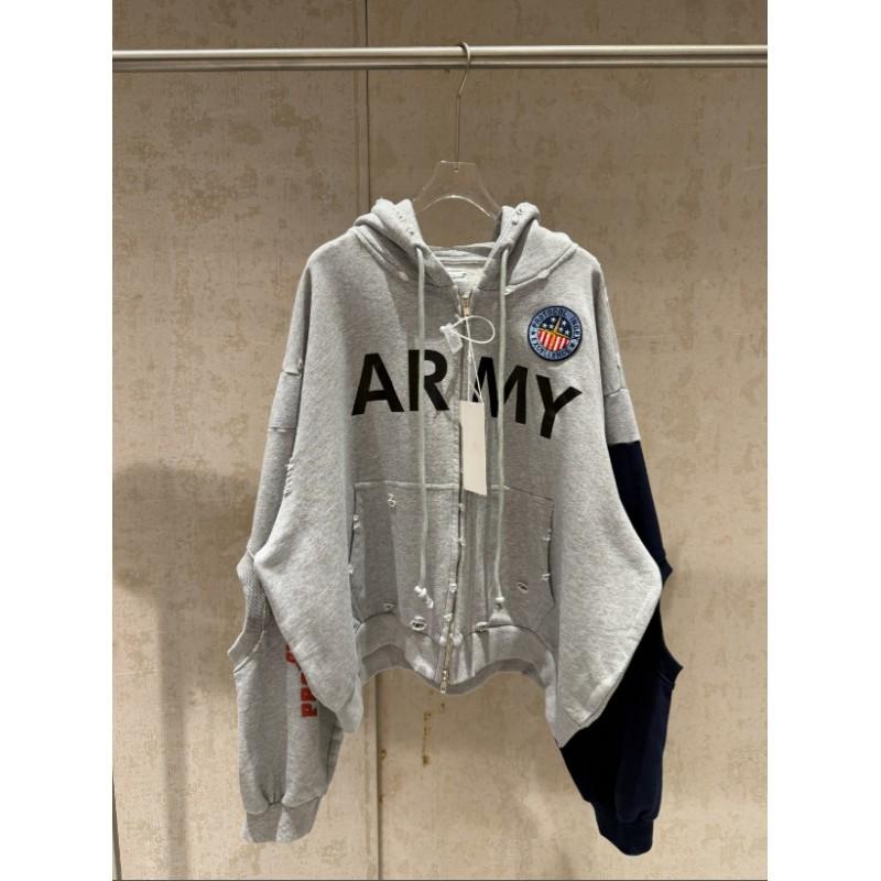 Mens Oversized Distressed Zip-Up Hoodie Streetwear
