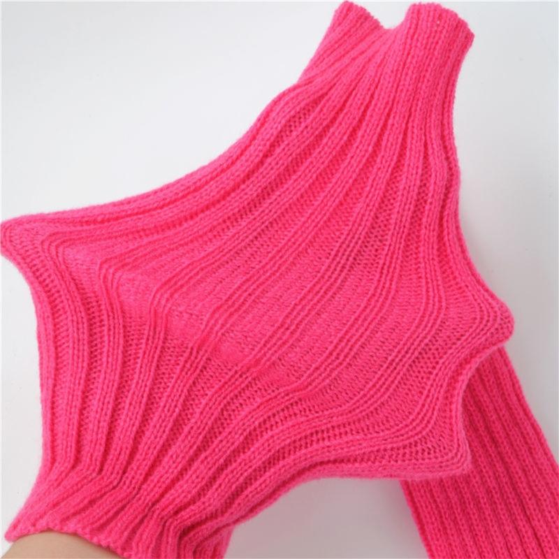 Long Fingerless Gloves Knitted Arm Sleeves Stretchy Arm Cover Thumb Hole Mittens