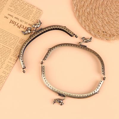 1Pc 12.5Cm Bird Head Embossed Antique Bronze Metal Purse Frame Bag Kiss Clasp Handle Diy Arc Lock Bag Accessories