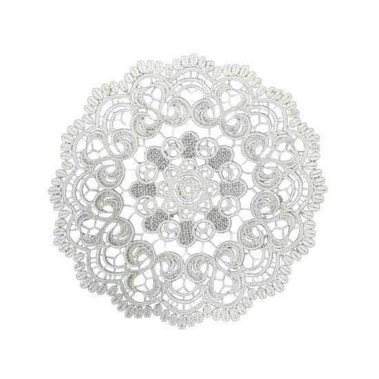 White Lace Placemat Round Oval Vintage Doily Embroidered Placemat Coaster 20cm