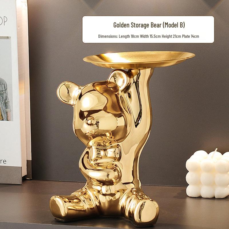 High-End Entrance Display Shelf with Key Storage and Shoe Cabinet - Featuring Violent Bear Ornaments