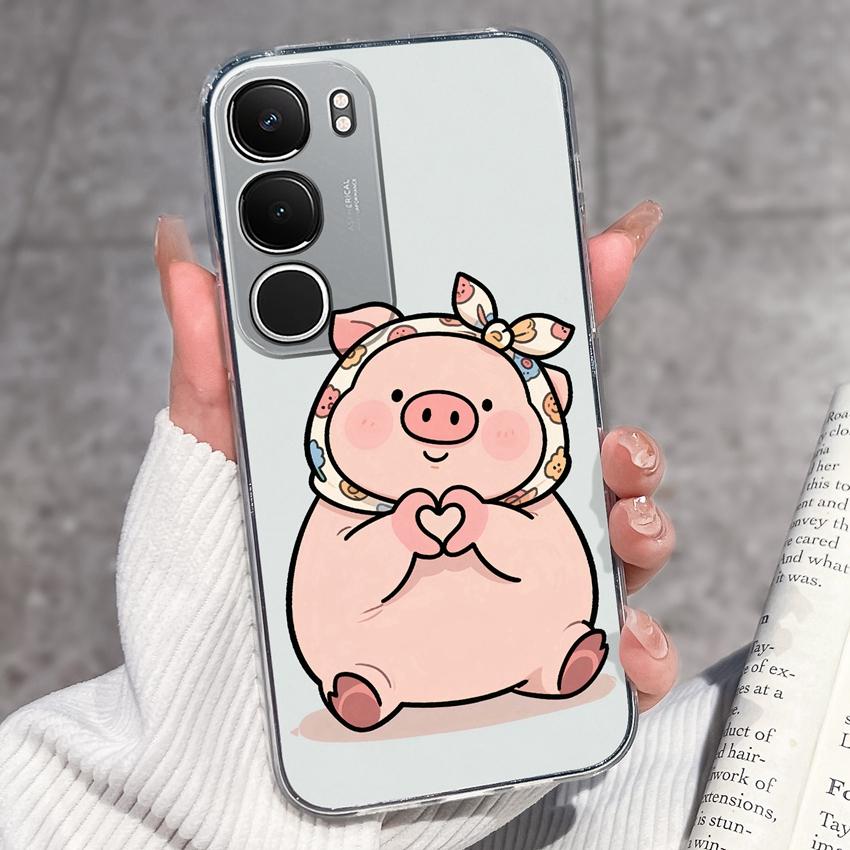 Cute Casing For Vivo Y19s Y19 Y17s Y17 Y16 Y15 Y13 Y12 Y11 Phone Covers Cute Penguin Frog Housing Clear TPU Non Slip Silicone Soft Shell For Vivo Case