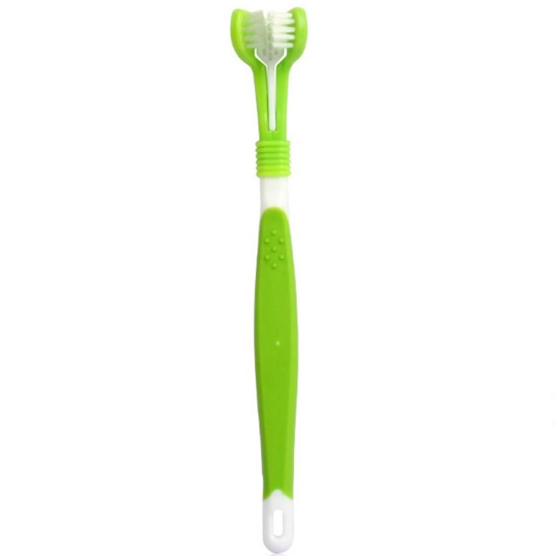 Dog Toothbrush Three Sided Pet Toothbrush Oral Cleaning Three Headed Brush for Dog Teeth Cleaning Soft Hair Dogs Toothbrushes