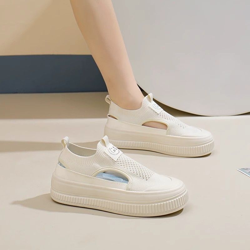 Canvas Shoes Women's Summer Hollow Fisherman Shoes One Pedal Lazy Pregnant Women Leisure Sports Versatile Black Big Head Shoes