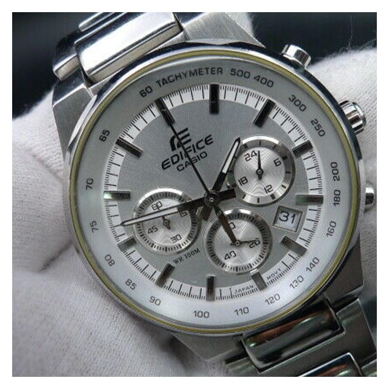 Casio EDIFICE Simple Casual Fashion Quartz Movement Stainless Steel Strap Japanese and Korean Watch Men's Watch White Dial EF-500BP-7A