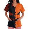 Women's Halloween Print Short Sleeve V-Neck Scrub Top with Pocket