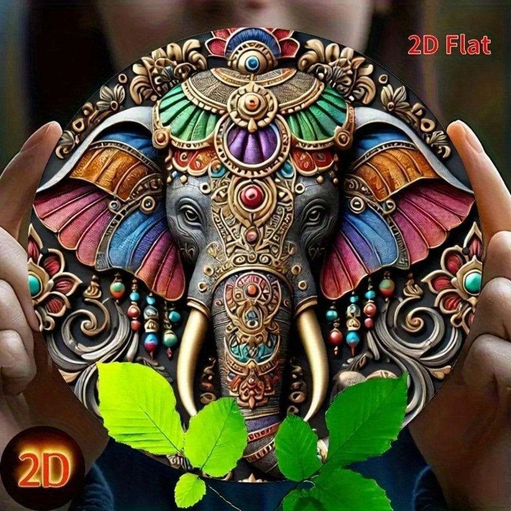 Metal Poster Elephant Indian Ornament Wall Art Home Decor