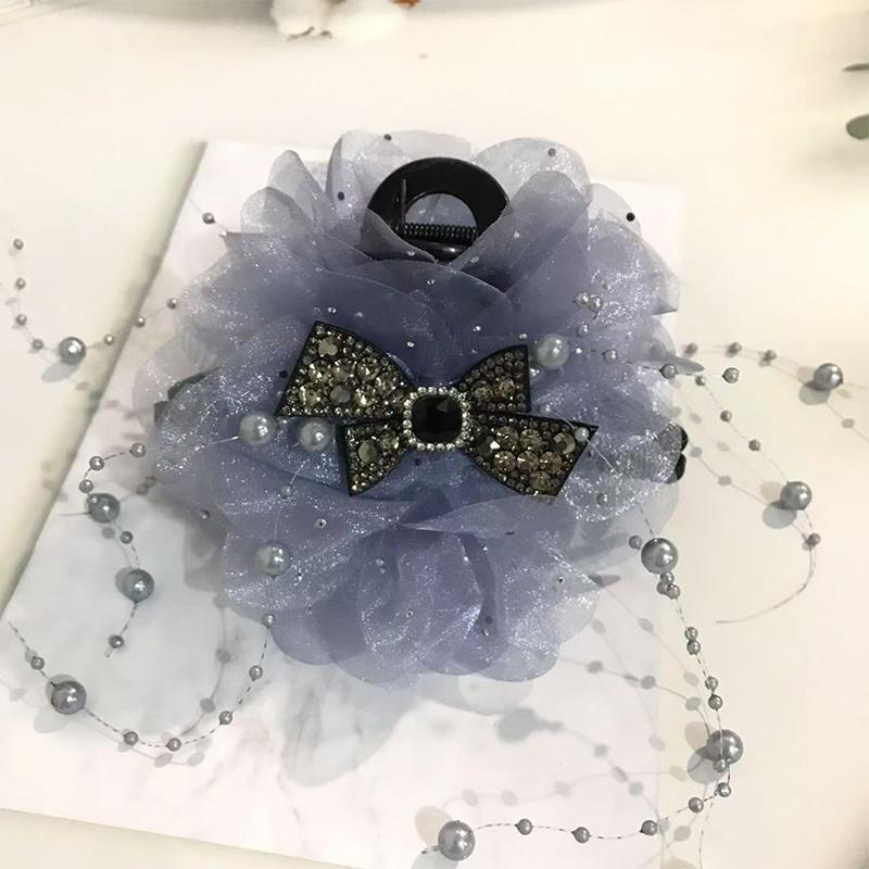 Elegante Netz Pfingstrose Blume Schleife Quaste Haarspange Frauen Pferdeschwanz Haarnadel Kopfschmuck Accessoires