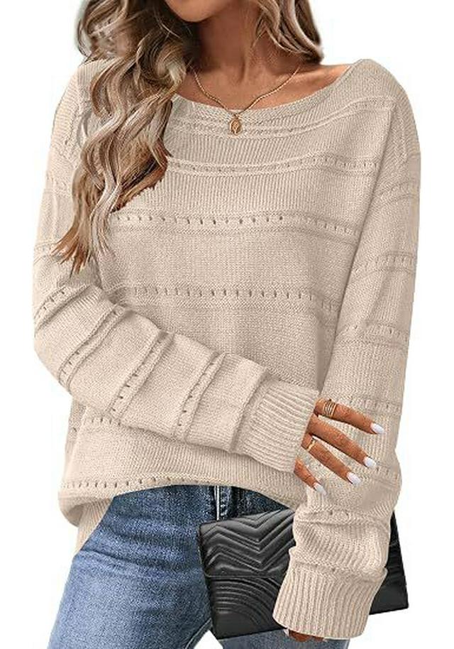 2026 Autumn/Winter European & American Loose Round Neck Knit Sweater, Women's Long Sleeve Solid Color Versatile Pullover
