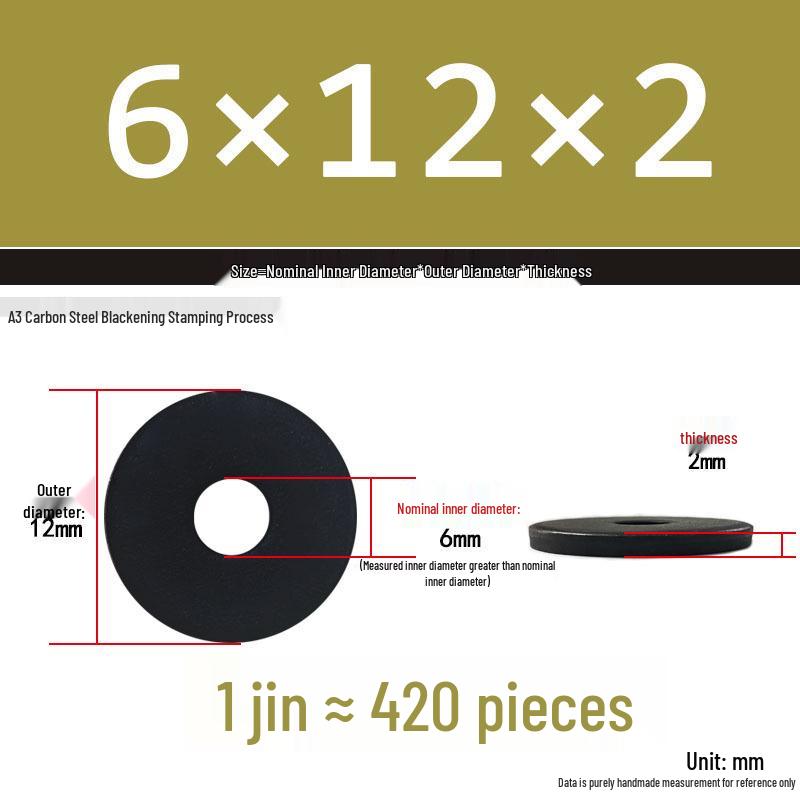 Black Oversized Thickened Round Metal Flat Washer Spacer for Home Use