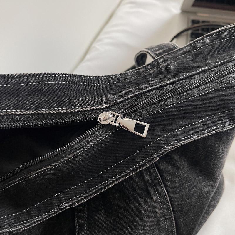 Vintage Denim Toteväska Ficka Pendlarväska
