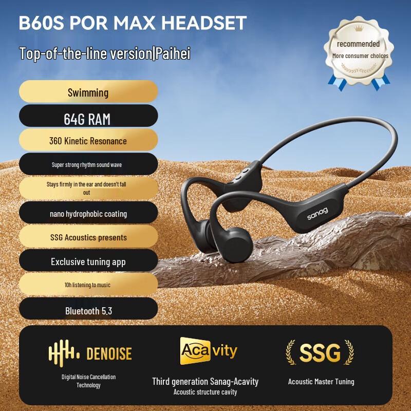 Senna B60 Bone Conduction Sports Headset with 64GB Storage