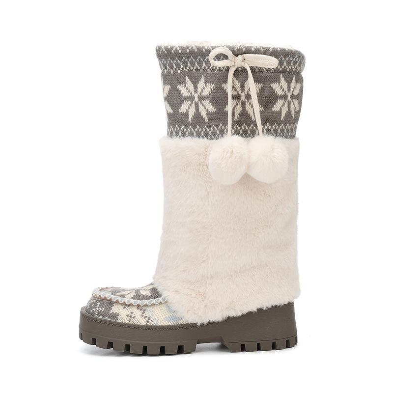 Damenmode Winterstiefel mit dicker Sohle, lang, leicht, warm, kälteabweisend, Schneestiefel, rutschfest, lässige Sneakers, Baumwollstiefel