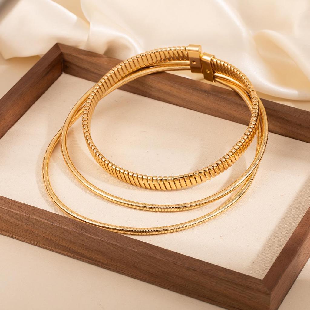 Layered Punk Chain Choker - European & American Style Metal Necklace for Women