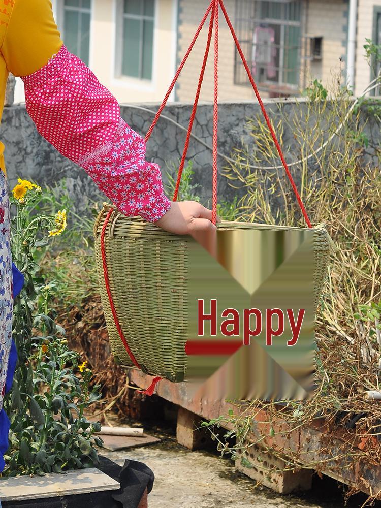 Zhuang Large Bamboo Woven Multi-Use Basket: Rice Washing, Grain Storage, Winnowing, Fruit Display, Event Decor