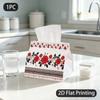 1pc Red Rose Floral Tissue Box Suitable, Napkin Dispenser with Flat-Printed Roses, Compact Portable For, Office, Dining Table - Decorative Holder for 