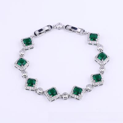 Simple Temperament Geometric Quadrilateral Zircon Bracelet Brass Gold Plated Jewelry