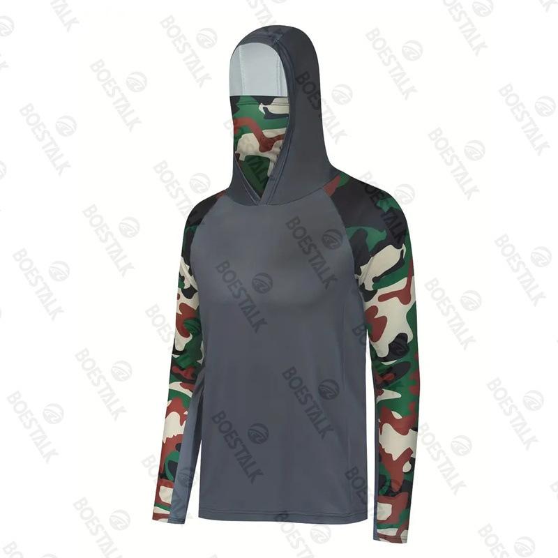 2024 Neue Herren-Sonnencreme UPF 50+ Langarm-Fischeranzug UV-Schutz Maske Mit Kapuze Fischeranzug
