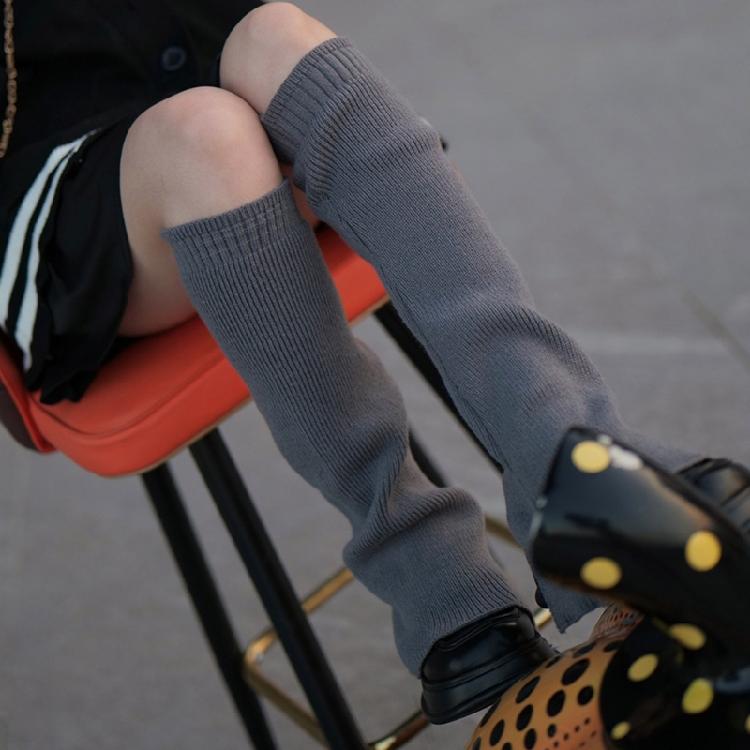 Harajuku Damskie Rozcięte Ocieplacze na Nogi z Szeroką Nogawką Dzianinowe Długie Skarpety do Kolan